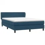 Pat box spring cu saltea, albastru închis, 140×210 cm, catifea