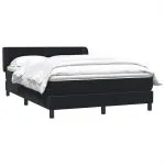 Pat box spring cu saltea, negru, 160×210 cm, catifea