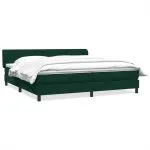 Pat cu arcuri cu saltele verde închis 200×210 cm catifea