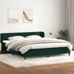 Pat cu arcuri cu saltele verde închis 200×210 cm catifea