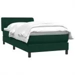 Pat box spring cu saltea, verde închis, 80×220 cm, catifea