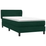 Pat box spring cu saltea, verde închis, 80×220 cm, catifea