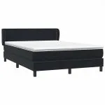 Pat box spring cu saltea, negru, 140×220 cm, catifea