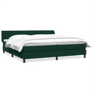 Pat cu arcuri cu saltele verde închis 200×220 cm catifea