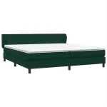 Pat cu arcuri cu saltele verde închis 200×220 cm catifea