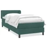 Pat box spring cu saltea, verde închis, 80×210 cm, catifea