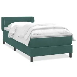 Pat box spring cu saltea, verde închis, 80×210 cm, catifea