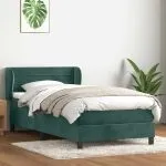Pat box spring cu saltea, verde închis, 80×210 cm, catifea