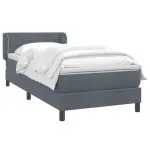 Pat box spring cu saltea, gri închis, 100×210 cm, catifea