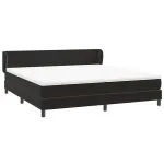Pat cu arcuri cu saltele negru 180×210 cm catifea