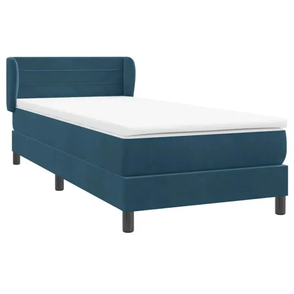 Pat box spring cu saltea, albastru închis, 80×220 cm, catifea