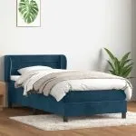 Pat box spring cu saltea, albastru închis, 80×220 cm, catifea