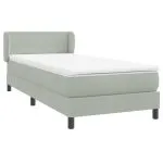Pat box spring cu saltea, gri deschis, 90×220 cm, catifea