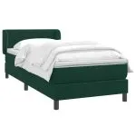 Pat box spring cu saltea, verde închis, 90×220 cm, catifea