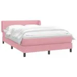 Pat box spring cu saltea, roz, 140×220 cm, catifea