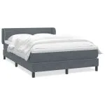 Pat box spring cu saltea, gri închis, 160×220 cm, catifea