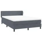Pat box spring cu saltea, gri închis, 160×220 cm, catifea