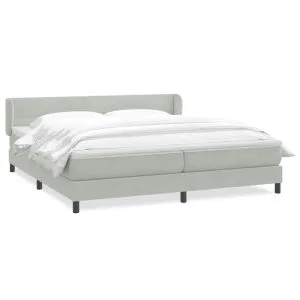 Pat cu arcuri cu saltele gri deschis 180×220 cm catifea