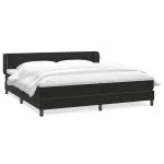 Pat cu arcuri cu saltele negru 180×220 cm catifea