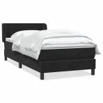 Pat box spring cu saltea, negru, 80×210 cm, catifea