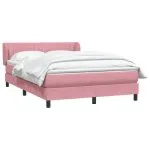 Pat box spring cu saltea, roz, 140×210 cm, catifea