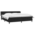 Pat cu arcuri cu saltele negru 180×210 cm catifea