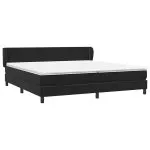 Pat cu arcuri cu saltele negru 180×210 cm catifea