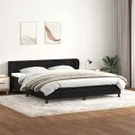 Pat cu arcuri cu saltele negru 180×210 cm catifea