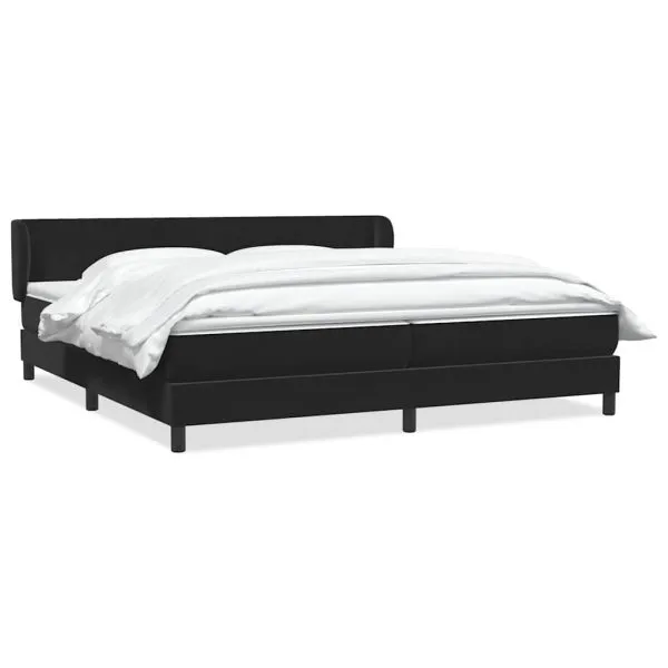 Pat cu arcuri cu saltele negru 200×210 cm catifea