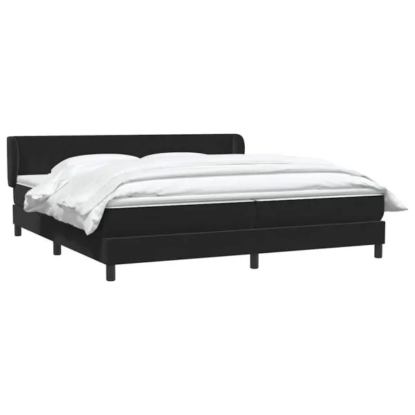 Pat cu arcuri cu saltele negru 200×210 cm catifea