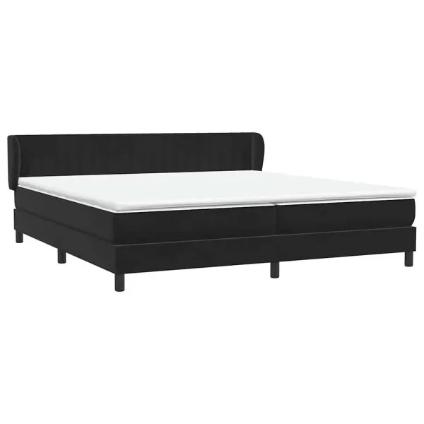 Pat cu arcuri cu saltele negru 200×210 cm catifea