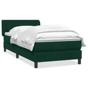 Pat box spring cu saltea, verde închis, 80×220 cm, catifea