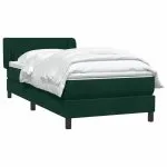 Pat box spring cu saltea, verde închis, 90×220 cm, catifea