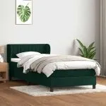 Pat box spring cu saltea, verde închis, 90×220 cm, catifea