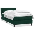 Pat box spring cu saltea, verde închis, 100×220 cm, catifea