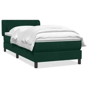 Pat box spring cu saltea, verde închis, 100×220 cm, catifea