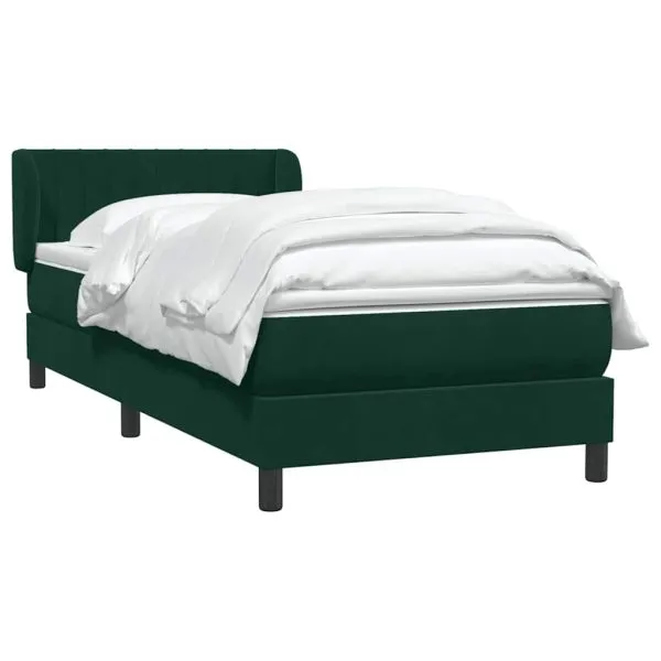 Pat box spring cu saltea, verde închis, 100×220 cm, catifea