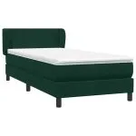 Pat box spring cu saltea, verde închis, 100×220 cm, catifea