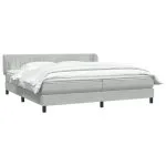 Pat cu arcuri cu saltele gri deschis 180×220 cm catifea