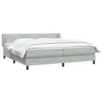 Pat cu arcuri cu saltele gri deschis 200×220 cm catifea