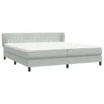 Pat cu arcuri cu saltele gri deschis 200×220 cm catifea