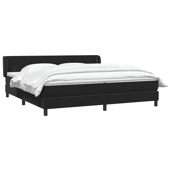 Pat cu arcuri cu saltele negru 200×220 cm catifea