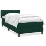 Pat box spring cu saltea, verde închis, 90×210 cm, catifea