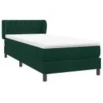 Pat box spring cu saltea, verde închis, 100×210 cm, catifea