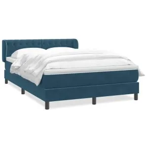 Pat box spring cu saltea, albastru închis, 160×210 cm, catifea