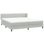Pat cu arcuri cu saltele gri deschis 180×210 cm catifea