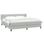 Pat cu arcuri cu saltele gri deschis 200×210 cm catifea