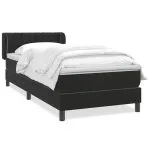 Pat box spring cu saltea, negru, 80×220 cm, catifea