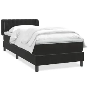 Pat box spring cu saltea, negru, 80×220 cm, catifea