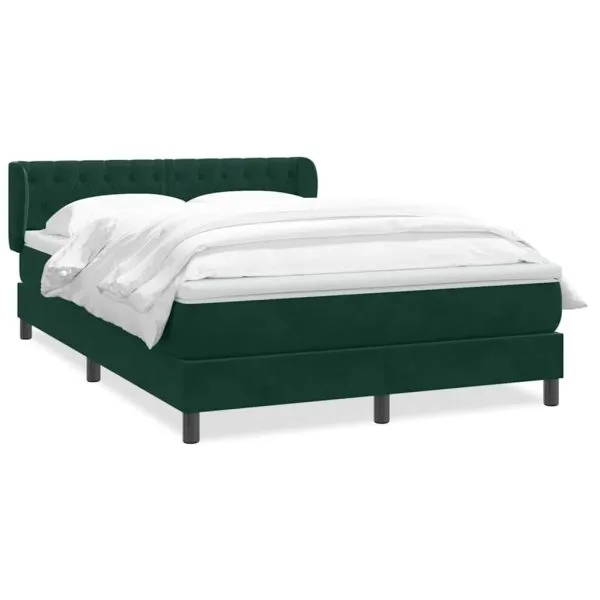 Pat box spring cu saltea, verde închis, 140×220 cm, catifea